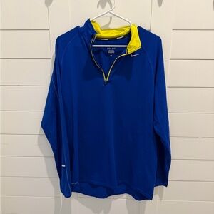 Nike Blue and Yellow Dri-Fit Running Pullover